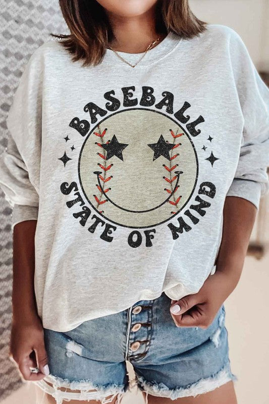 BASEBALL STATE OF MIND GRAPHIC SWEATSHIRT